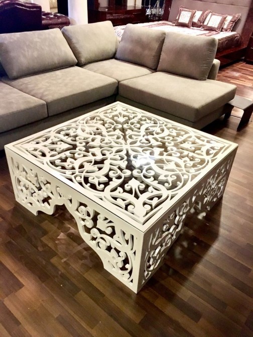 Tavolino da salotto arabo bianco