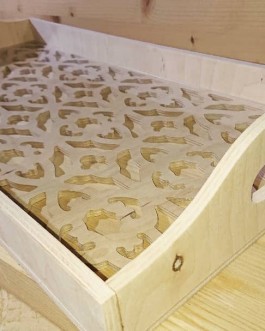 Vassoio traforato in legno 60X30X8 cm