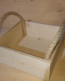 Cassetta in legno con corde 17X17X7 cm